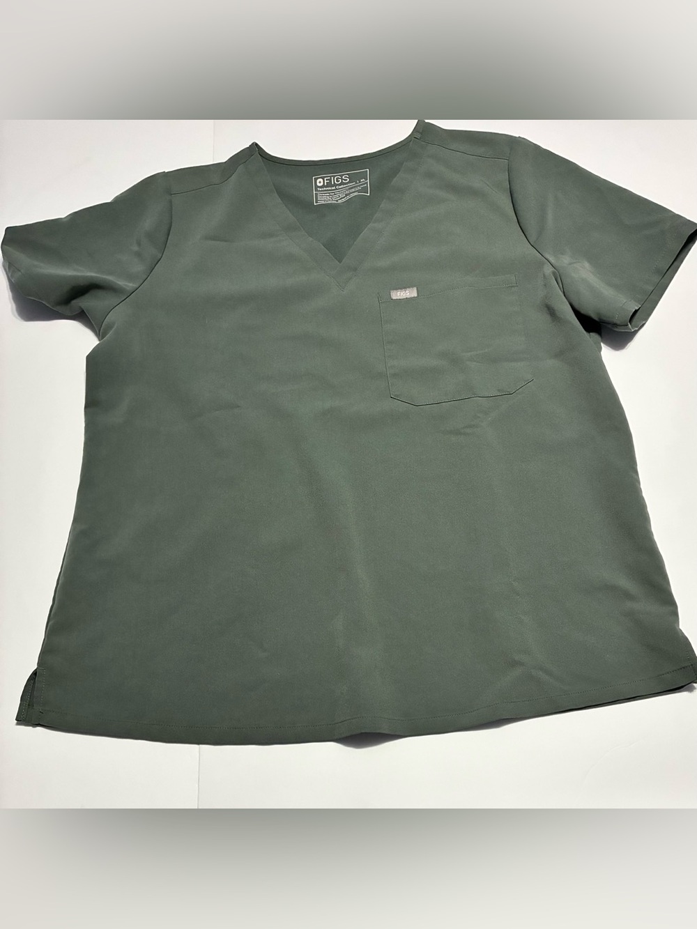 Figs Technical Collection V-Neck Scrub Top in Olive